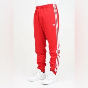 Adidas Originals Red 3 Stripe Joggers XL
